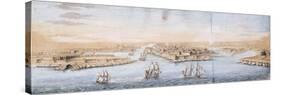 A Bird's Eye View of Valetta from the Sea, with Men-o-War entering the Harbour-null-Stretched Canvas