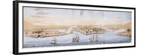 A Bird's Eye View of Valetta from the Sea, with Men-o-War entering the Harbour-null-Framed Premium Giclee Print