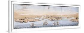 A Bird's Eye View of Valetta from the Sea, with Men-o-War entering the Harbour-null-Framed Premium Giclee Print