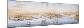 A Bird's Eye View of Valetta from the Sea, with Men-o-War entering the Harbour-null-Mounted Premium Giclee Print