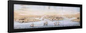 A Bird's Eye View of Valetta from the Sea, with Men-o-War entering the Harbour-null-Framed Premium Giclee Print