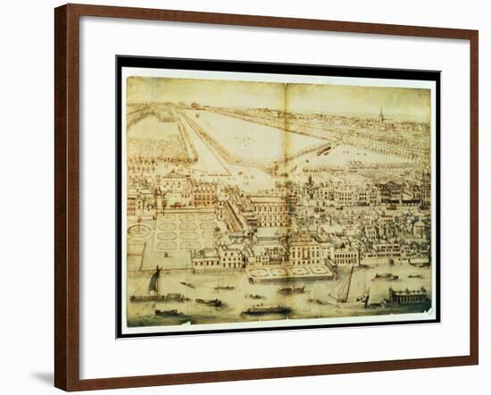 A Bird's Eye View of Whitehall Palace, C.1695-Leonard Knyff-Framed Giclee Print