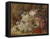 A Bird's Nest and Blossom on a Mossy Bank (Oil)-George Clare-Framed Stretched Canvas