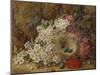 A Bird's Nest and Blossom on a Mossy Bank (Oil)-George Clare-Mounted Giclee Print