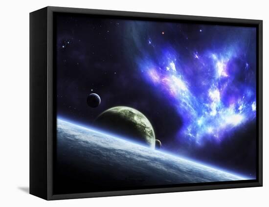 A Bird-Shaped Nebula Watches over a Group of Planets-Stocktrek Images-Framed Stretched Canvas