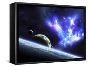 A Bird-Shaped Nebula Watches over a Group of Planets-Stocktrek Images-Framed Stretched Canvas