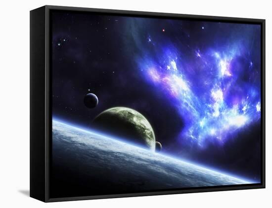 A Bird-Shaped Nebula Watches over a Group of Planets-Stocktrek Images-Framed Stretched Canvas