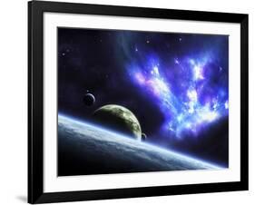 A Bird-Shaped Nebula Watches over a Group of Planets-Stocktrek Images-Framed Photographic Print