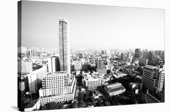 A Birds Eye View of Bangkok, Thailand (Black and White Photo)-De Visu-Stretched Canvas