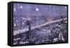 A Birds-Eye View of the Great New York and Brooklyn Bridge and Grand Display of Fire Works on…-null-Framed Stretched Canvas