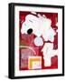 A black dot in red space-Hyunah Kim-Framed Art Print