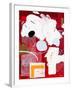 A black dot in red space-Hyunah Kim-Framed Art Print