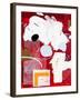 A black dot in red space-Hyunah Kim-Framed Art Print