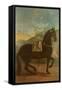 A Black Horse Sporting a Spanish Saddle-Johann Georg Hamilton-Framed Stretched Canvas