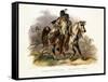 A Blackfoot Indian on Horseback, Plate 19 from Volume 1 of Travels in the Interior of North America-Karl Bodmer-Framed Stretched Canvas