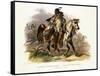 A Blackfoot Indian on Horseback, Plate 19 from Volume 1 of Travels in the Interior of North America-Karl Bodmer-Framed Stretched Canvas