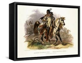 A Blackfoot Indian on Horseback, Plate 19 from Volume 1 of Travels in the Interior of North America-Karl Bodmer-Framed Stretched Canvas