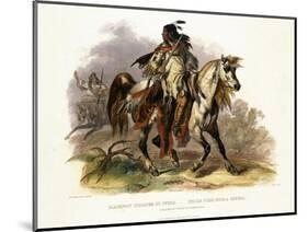 A Blackfoot Indian on Horseback, Plate 19 from Volume 1 of Travels in the Interior of North America-Karl Bodmer-Mounted Premium Giclee Print