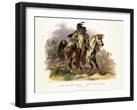 A Blackfoot Indian on Horseback, Plate 19 from Volume 1 of Travels in the Interior of North America-Karl Bodmer-Framed Giclee Print