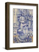 A Blacksmith's Workshop Depicted on Traditional Portuguese Azulejo Tiles on a Building in Alfama-Stuart Forster-Framed Photographic Print