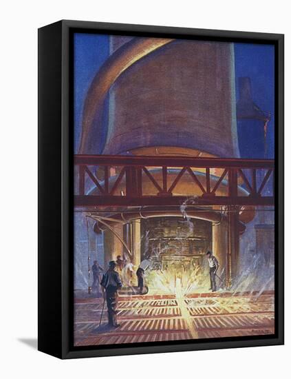 A Blast Furnace in Action-null-Framed Stretched Canvas