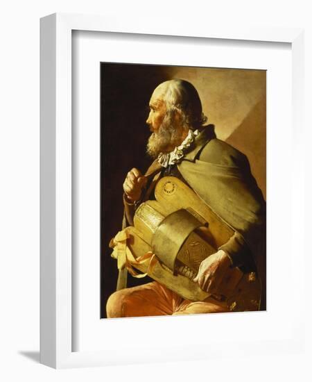 A Blind Hurdy-Gurdy Player, Seated Three-Quarter Length, in Profile to the Left-Georges de La Tour-Framed Giclee Print