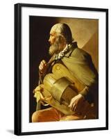 A Blind Hurdy-Gurdy Player, Seated Three-Quarter Length, in Profile to the Left-Georges de La Tour-Framed Giclee Print