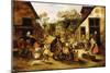 A Blind Hurdy-Gurdy Player Surrounded by Children in a Village, C.1610-Pieter Brueghel the Younger-Mounted Giclee Print