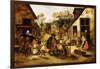 A Blind Hurdy-Gurdy Player Surrounded by Children in a Village, C.1610-Pieter Brueghel the Younger-Framed Giclee Print