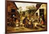 A Blind Hurdy-Gurdy Player Surrounded by Children in a Village, C.1610-Pieter Brueghel the Younger-Framed Giclee Print