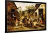 A Blind Hurdy-Gurdy Player Surrounded by Children in a Village, C.1610-Pieter Brueghel the Younger-Framed Giclee Print