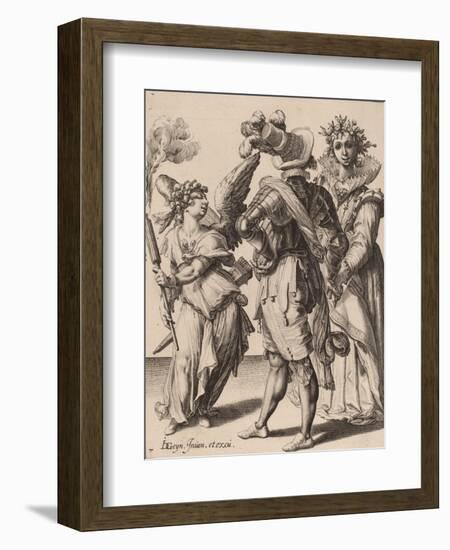 A Blindfolded Cupid Holding a Torch Before a Couple, attributed to Zacharias Dolendo, 1595-6-Jacques II de Gheyn-Framed Giclee Print