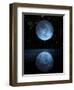 A Blue Moon Rising over a Calm Alien Ocean with a Starry Sky as a Backdrop-null-Framed Art Print