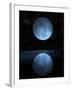 A Blue Moon Rising over a Calm Alien Ocean with a Starry Sky as a Backdrop-null-Framed Art Print