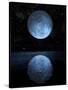 A Blue Moon Rising over a Calm Alien Ocean with a Starry Sky as a Backdrop-null-Stretched Canvas