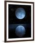 A Blue Moon Rising over a Calm Alien Ocean with a Starry Sky as a Backdrop-null-Framed Art Print