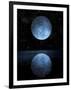 A Blue Moon Rising over a Calm Alien Ocean with a Starry Sky as a Backdrop-null-Framed Art Print