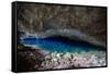 A Blue Underground Lake in Grotto Azul Cave System, Bonito, Brazil-Alex Saberi-Framed Stretched Canvas