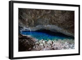 A Blue Underground Lake in Grotto Azul Cave System, Bonito, Brazil-Alex Saberi-Framed Photographic Print