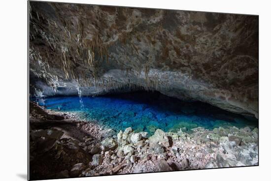 A Blue Underground Lake in Grotto Azul Cave System, Bonito, Brazil-Alex Saberi-Mounted Photographic Print