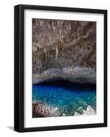 A Blue Underground Lake in Grotto Azul Cave System, Bonito, Brazil-Alex Saberi-Framed Premium Photographic Print