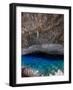 A Blue Underground Lake in Grotto Azul Cave System, Bonito, Brazil-Alex Saberi-Framed Premium Photographic Print