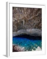 A Blue Underground Lake in Grotto Azul Cave System, Bonito, Brazil-Alex Saberi-Framed Photographic Print