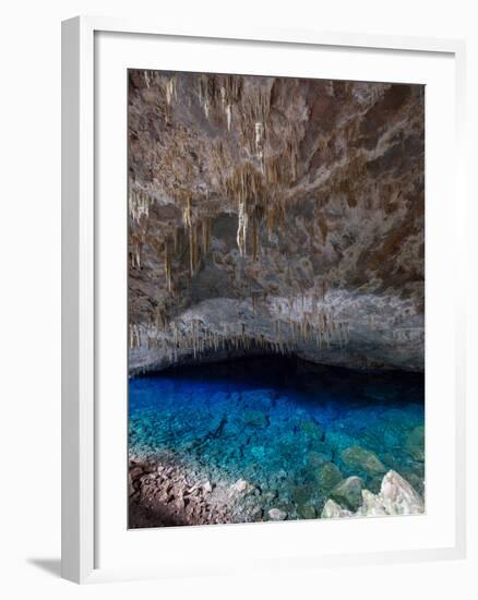 A Blue Underground Lake in Grotto Azul Cave System, Bonito, Brazil-Alex Saberi-Framed Photographic Print