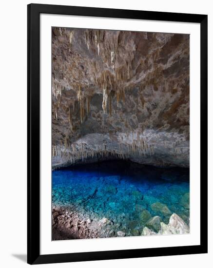 A Blue Underground Lake in Grotto Azul Cave System, Bonito, Brazil-Alex Saberi-Framed Photographic Print