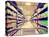 A Blurred Shot of an Isle in a Supermarket or Grocery Store Shop Done with a Retro Vintage Instagra-graphicphoto-Stretched Canvas