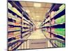 A Blurred Shot of an Isle in a Supermarket or Grocery Store Shop Done with a Retro Vintage Instagra-graphicphoto-Mounted Photographic Print