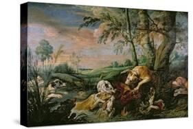 A Boar Hunt-Frans Snyders Or Snijders-Stretched Canvas
