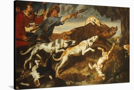 A Boar Hunt-Frans Snyders-Stretched Canvas