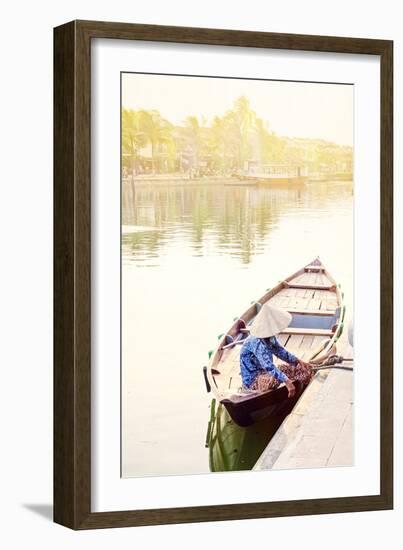 A boat driver in a conical hat in Hoi An, Vietnam, Indochina, Southeast Asia, Asia-Alex Robinson-Framed Photographic Print